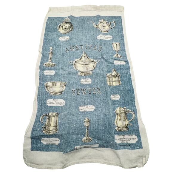 Kay Dee VTG 1950s MCM Hand Printed Linen Tea Towel Set American Pewter Kitchen - Picture 3 of 16